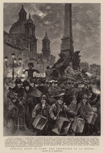 Driekoningenavond in Rome, de processie van La Befana door (after) Italian School