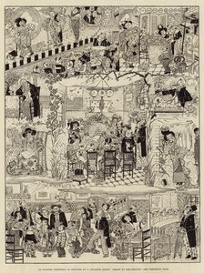 Een Engelse kerst zoals afgebeeld door een Japanse kunstenaar (gravure)