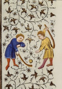 Het puckspel op één pagina (detail) uit het manuscript 