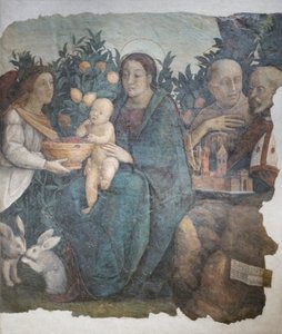 Madonna en kind met heiligen Franciscus en Quirinus, bekend als Madonna dei limoni door (c.1489 1534) Correggio