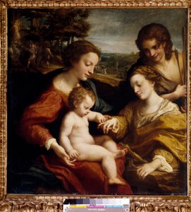 Het mystieke huwelijk van Sint Catharina van Alexandrië met Sint Sebastiaan