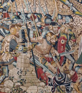 De Trojaanse Oorlog: De Vernietiging van Troje, ca. 1470 (wandtapijt) door (fl.1450 75) Master of Coetivy