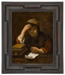 Een lezende jongen (olieverf op doek)