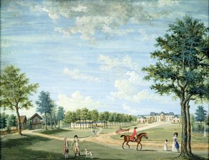 Het kasteel van Raincy, de stallen en het Russische dorp door 1717 1806 Carmontelle