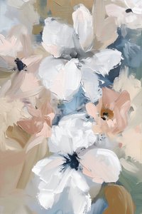 Abstracte bloemen pastel neutrale kunst prints voor slaapkamer moderne muurdecor door F. Abderrahim