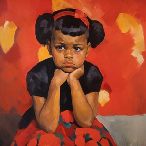 Kleine Afro-Amerikaanse peutermeisje zittend