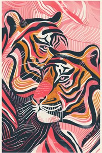 Een roze, rode en oranje tijgers illustratie