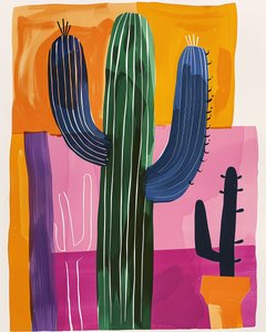 Cactus schilderij op canvas