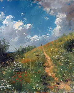 Landschap met rollend platteland, wanddecoratie  canvas prints door F. Abderrahim