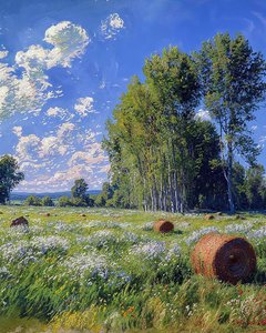 Korenveld en bloemen in lentelandschap, wanddecor  canvas prints door F. Abderrahim
