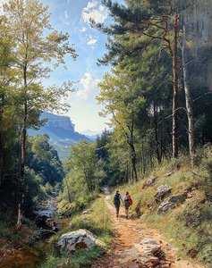 Jungle wandeling door bergen, landschap Wanddecoratie voor elke kamer