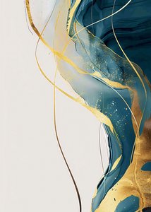 Abstract minimalistisch goud  turkoois, wanddecoratie-ideeën