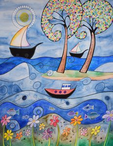 aan zee door Marys Watercolors