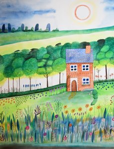 Hut aan de rand van het bos door Marys Watercolors
