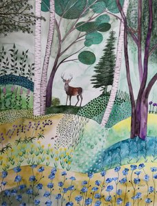 Lente in het bos door Marys Watercolors