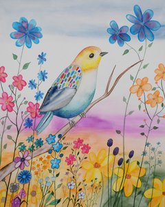 Moderne vogel door Marys Watercolors