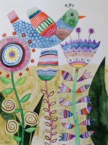 Gekke vogel door Marys Watercolors