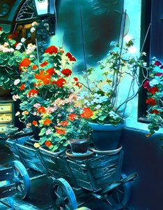 Bloemen in het maanlicht.