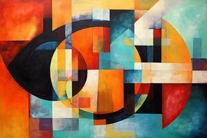 َAbstracte compositie spiraal, heldere veelkleurigheid, canvas afdrukken op maat online