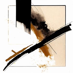 Zwart  Beige Diagonale Streken Muurkunst, canvas print op aanvraag