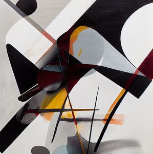 Expressieve borstel, abstracte vormen kunst creatief ontwerp, wanddecoratie voor woonkamer door F. Abderrahim