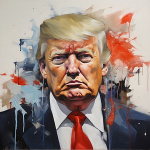 Donald Trump Pop Art Canvas Print, ingelijst hout, Moderne Canvas Muurkunst door F. Abderrahim