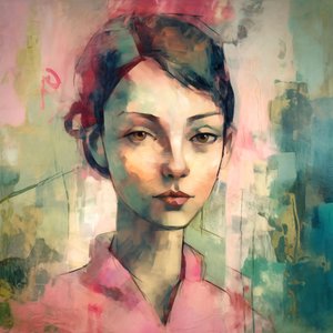 jong roze punkvrouw maurice portret, Wanddecoratie voor elke kamer door F. Abderrahim