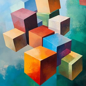 Abstract Kleurrijk Houten Geometrisch Patroon, online canvas afdrukken op aanvraag