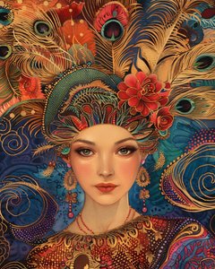 A Gorgeous Woman in the Style of Alex Grey, canvas  wandframe print on demand
