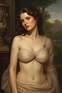 Het volledige lichaam mooie profielvrouw in liefde, Fantasie, surrealisme schildert, muurdecoratieprenten door F. Abderrahim