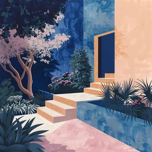 Minimalistische tuin in levendige eenvoud, canvasprints op maat online