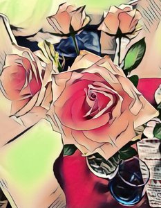 Rozen met blauw glas. door Margareta Uliarte
