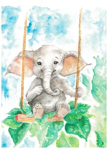 Kleine, schommelende olifant