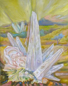 Landschap met kristal door Elzbieta Goszczycka