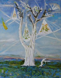 Witte boom door 