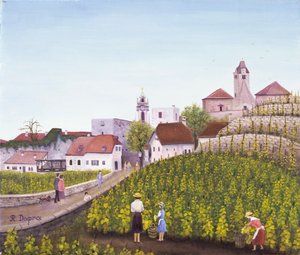 Druivenoogst in Dürnstein door Regine Dapra