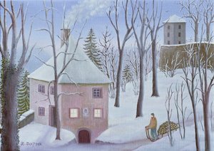 Mönchsberg Gasse 13 in de winter door Regine Dapra