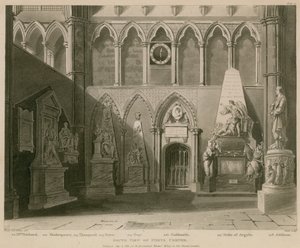 Zuidelijk uitzicht op Poets Corner, Westminster Abbey, Londen door A.C. and Villiers, H. Pugin
