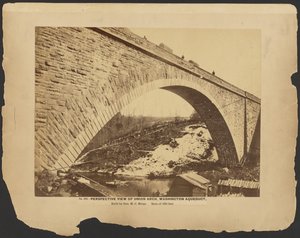 Nr. 302. Perspectief Union Arch, Washington Aqueduct gebouwd door generaal M.C. Meigs, spanwijdte 220 voet. [Maart 1864]. door A.J. Russell