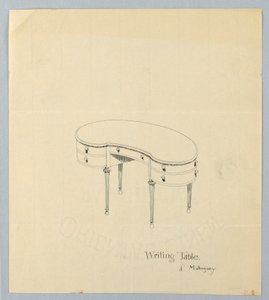 Ontwerp voor Nier-vormige Schrijftafel met Peer-vormige Poten