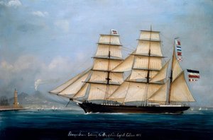 Barque Sirene die de baai van Napels binnenkomt, Capt. A. Calliess