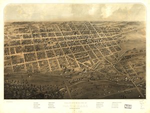 Vogelvluchtperspectief van de stad Marshall, Calhoun Co, Michigan. LOC 73693437