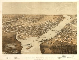 Green Bay en Fort Howard, Brown Co, Wisconsin 1867. LOC 73694541 door A.; Chicago Lithographing Co. Ruger
