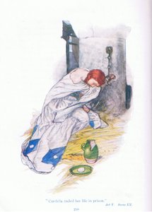 Cordelia eindigde haar leven in de gevangenis (Koning Lear), uit Verhalen van Shakespeare uitgegeven door Ward Lock & Co Ltd
