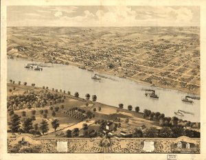 Gezicht in vogelvlucht op Jefferson City, de hoofdstad van Missouri 1869. LOC 73693479