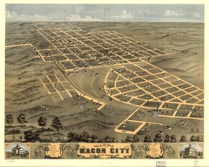 Vogelvlucht van Macon City, Macon County, Missouri 1869. LOC 73693483