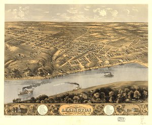 Gezicht in vogelvlucht op de stad Lexington, Lafayette Co., Missouri 1869. LOC 73693481