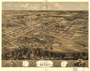 Gezicht in vogelvlucht op de stad Mexico, Audrian Co, Missouri 1869. LOC 73693484