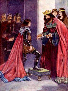 De koning maakte de Zwarte Prins tot Ridder van de Orde van de Kousenband, 1348 door A. S. Forrest