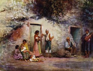 Granada, Zigeuners bij de Deuren van hun Grotten door A. Trevor Haddon